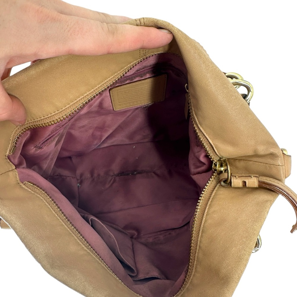 COACH Brooke 14142 Soft Tan Pebbled Leather Hobo Satchel Tote Handbag - Picture 9 of 17